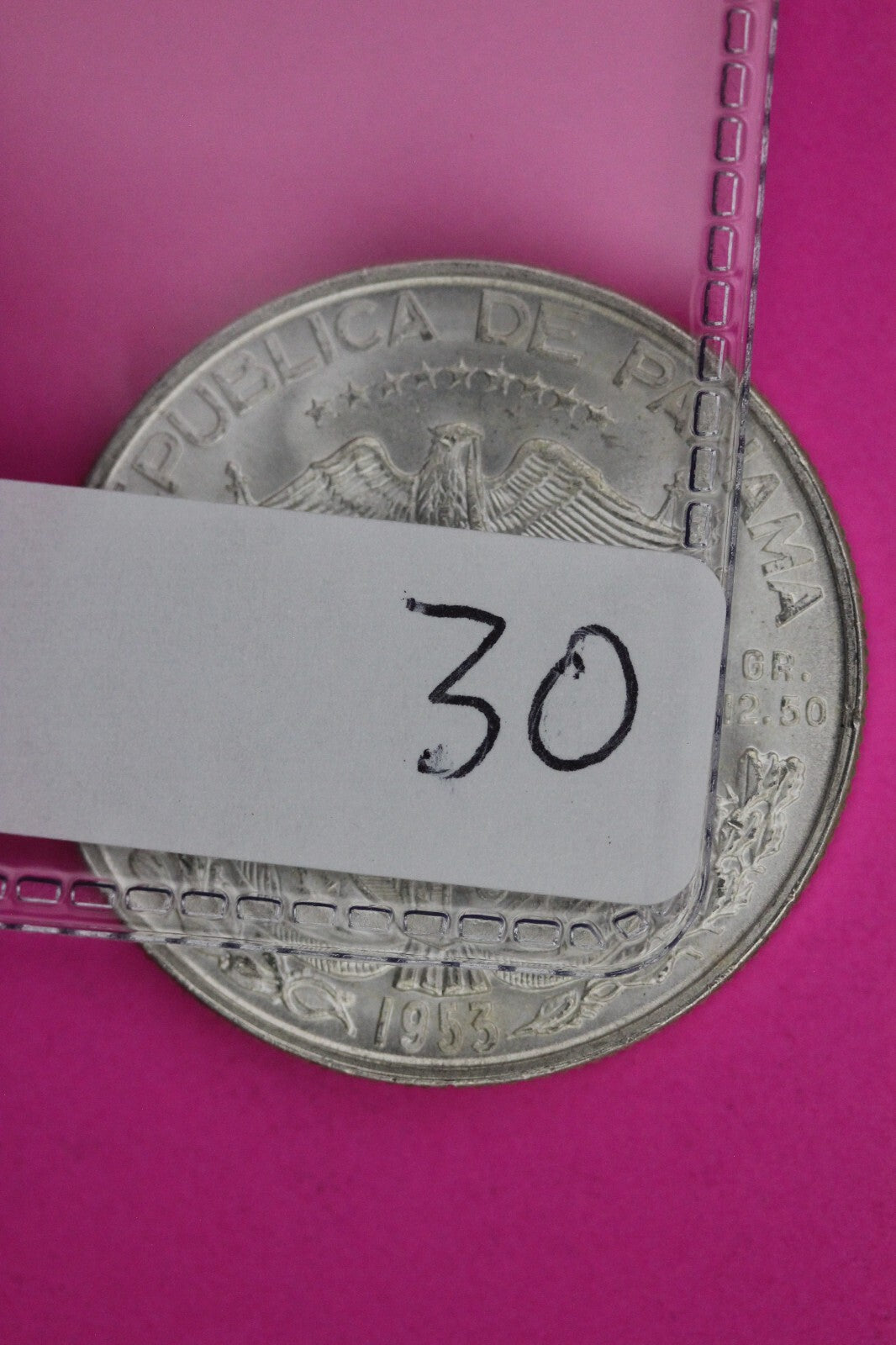 Gem Brilliant Uncirculated 1953 Panama Half Balboa Silver Low Mintage Coin 30