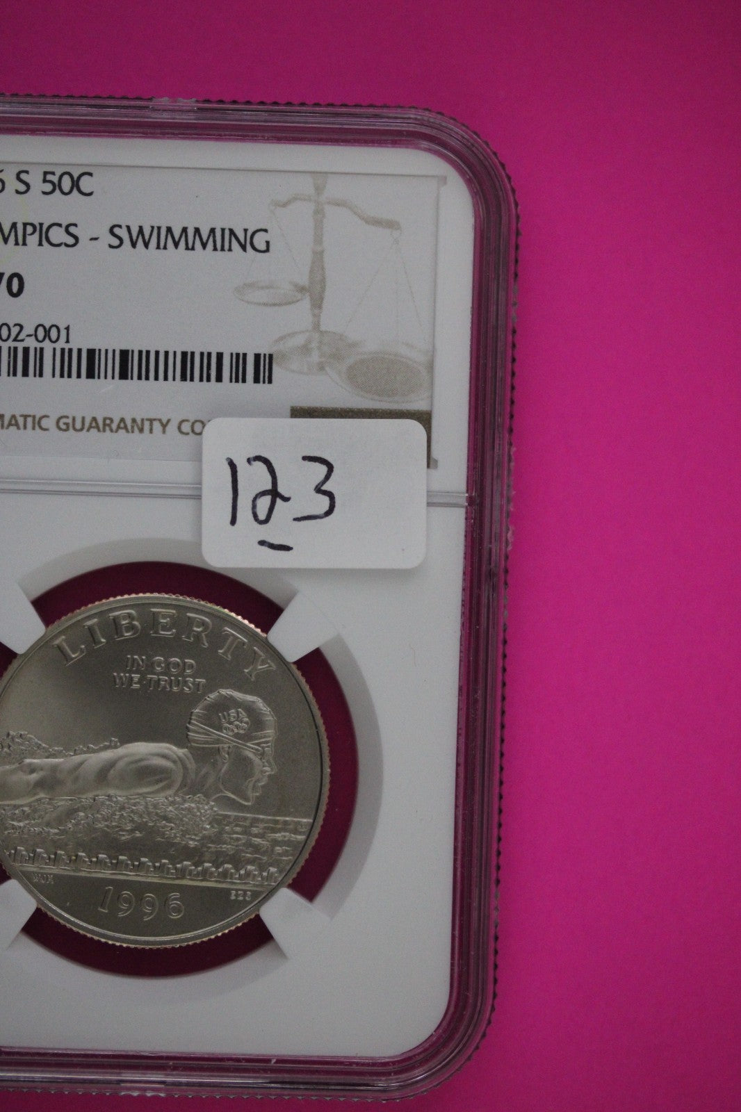 1996 S MS 70 Olympics Swimming Commemorative Clad Half Dollar NGC Authentic 123
