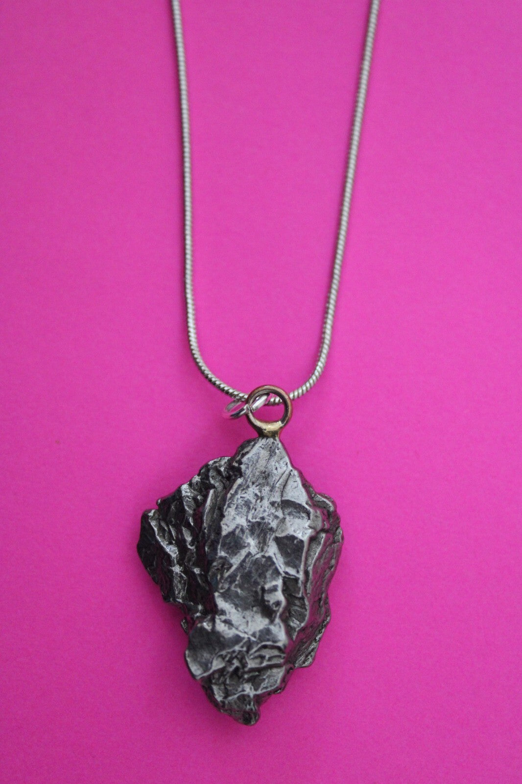 Meteorite Necklace W/ Chain Campo Del Cielo 15.1 Grams Real Dinosaur Girl COA 16