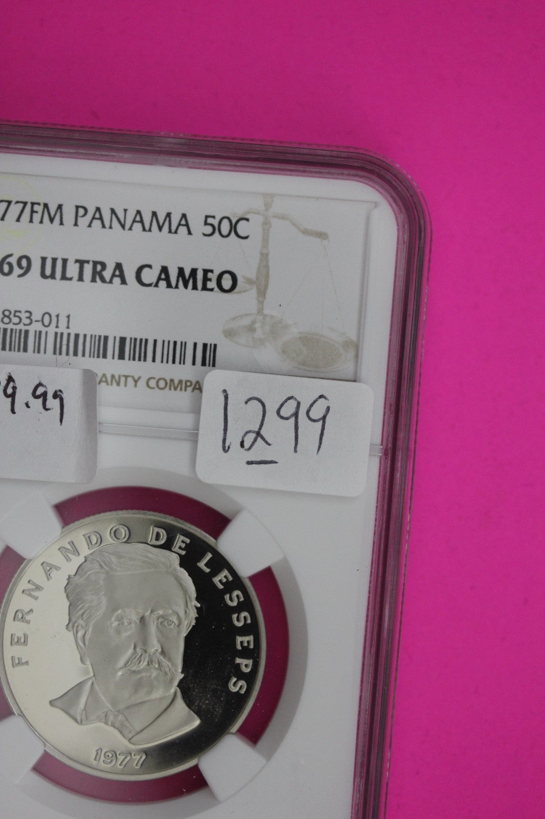 1977 Panama PF 69 Ultra Cameo Proof 50 Centesimos NGC Graded Certified Slab 1299