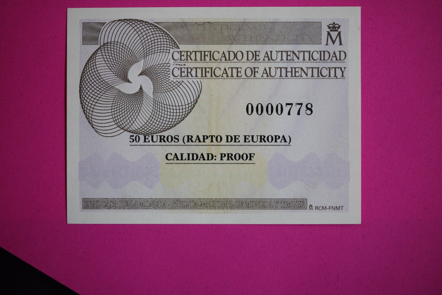 2007 Proof Spain 50 Euros Rapto de Europa 168.75 Grams .925 Silver Medal 7029