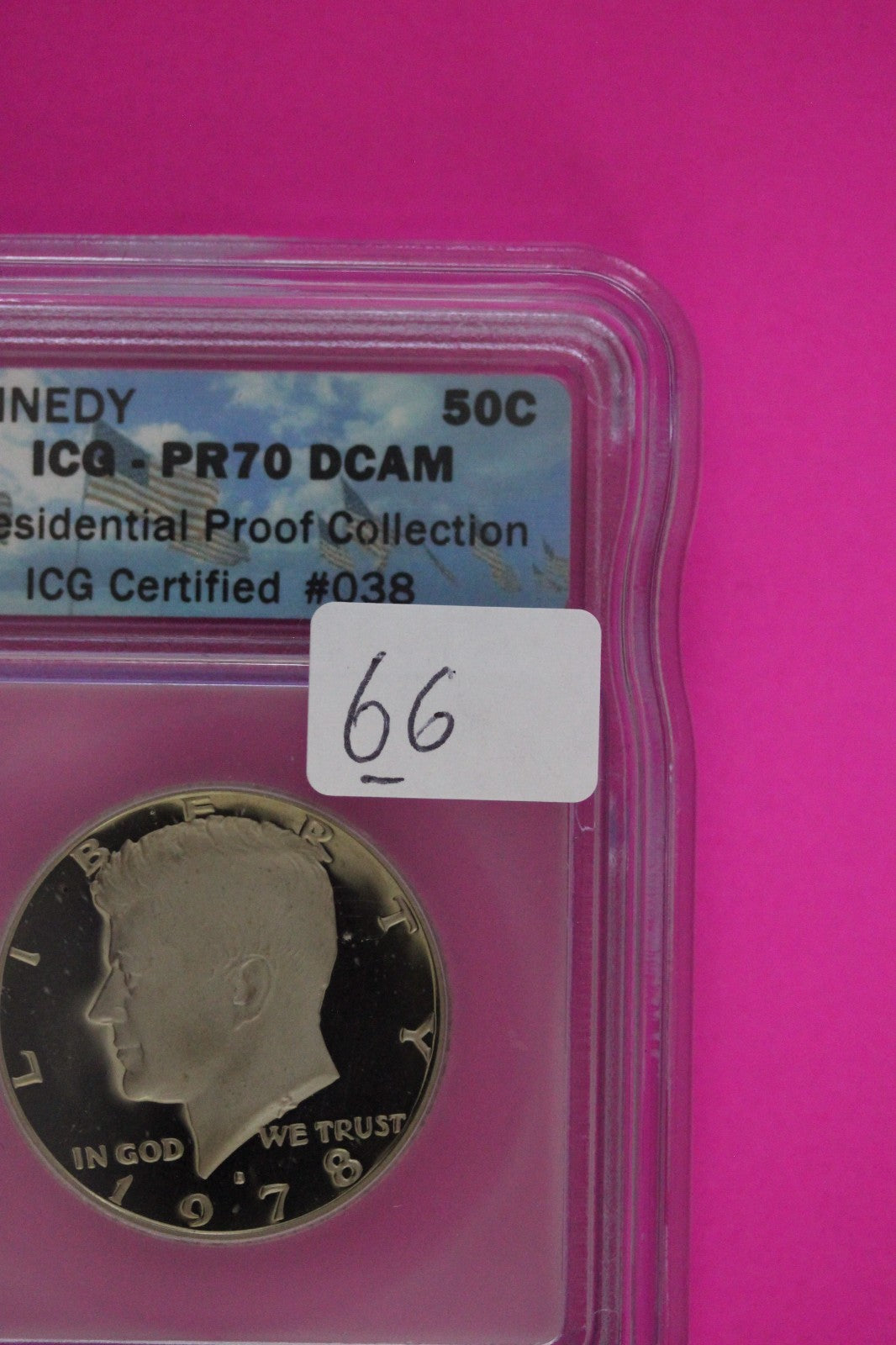 1978 S PR 70 Deep Cameo John Kennedy Clad Half Dollar ICG Certified Slab 66
