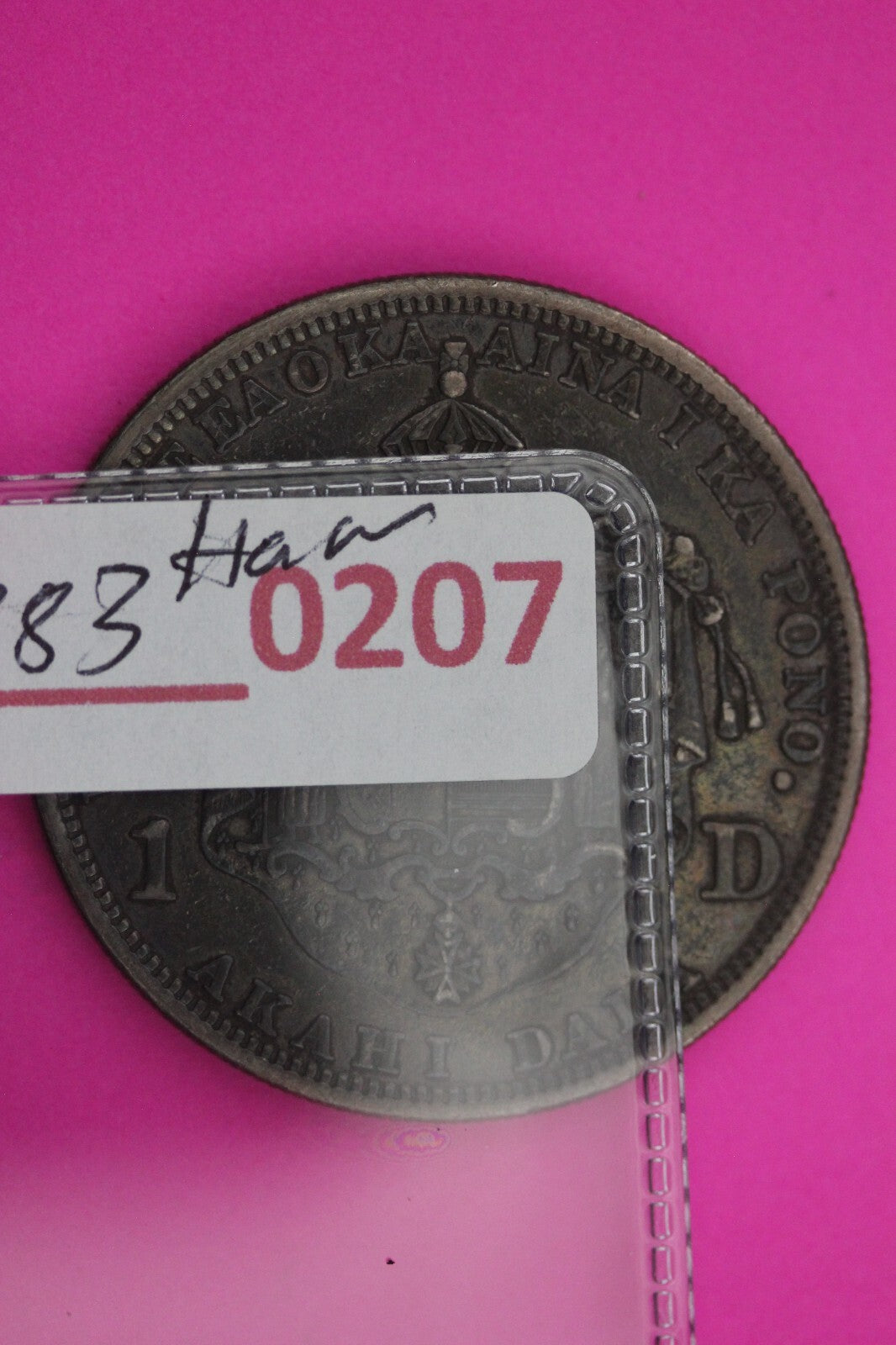 High Grade 1883 Hawaii King Kalakaua 1 Dollar Very Rare Toned Silver Coin 0207N