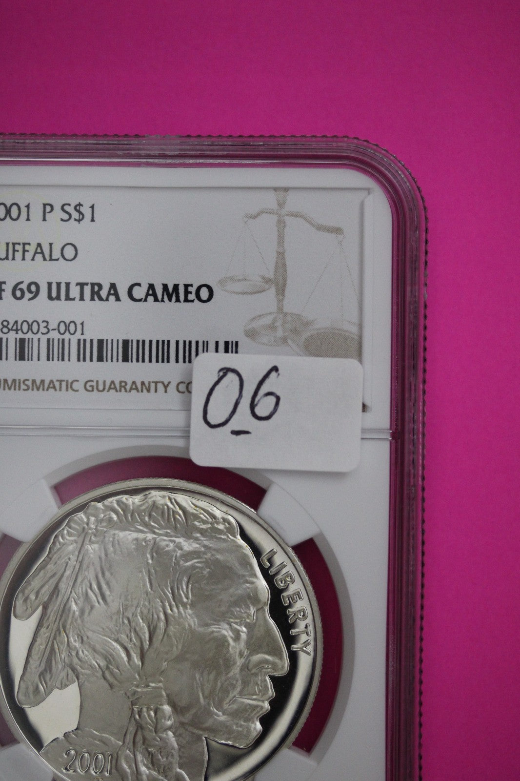 2001 P PF 69 Buffalo Commemorative Silver Dollar NGC Graded Ultra Cameo Slab 006
