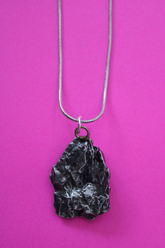 Meteorite Necklace W/ Chain Campo Del Cielo 12.1 Grams Real Dinosaur Girl COA 28