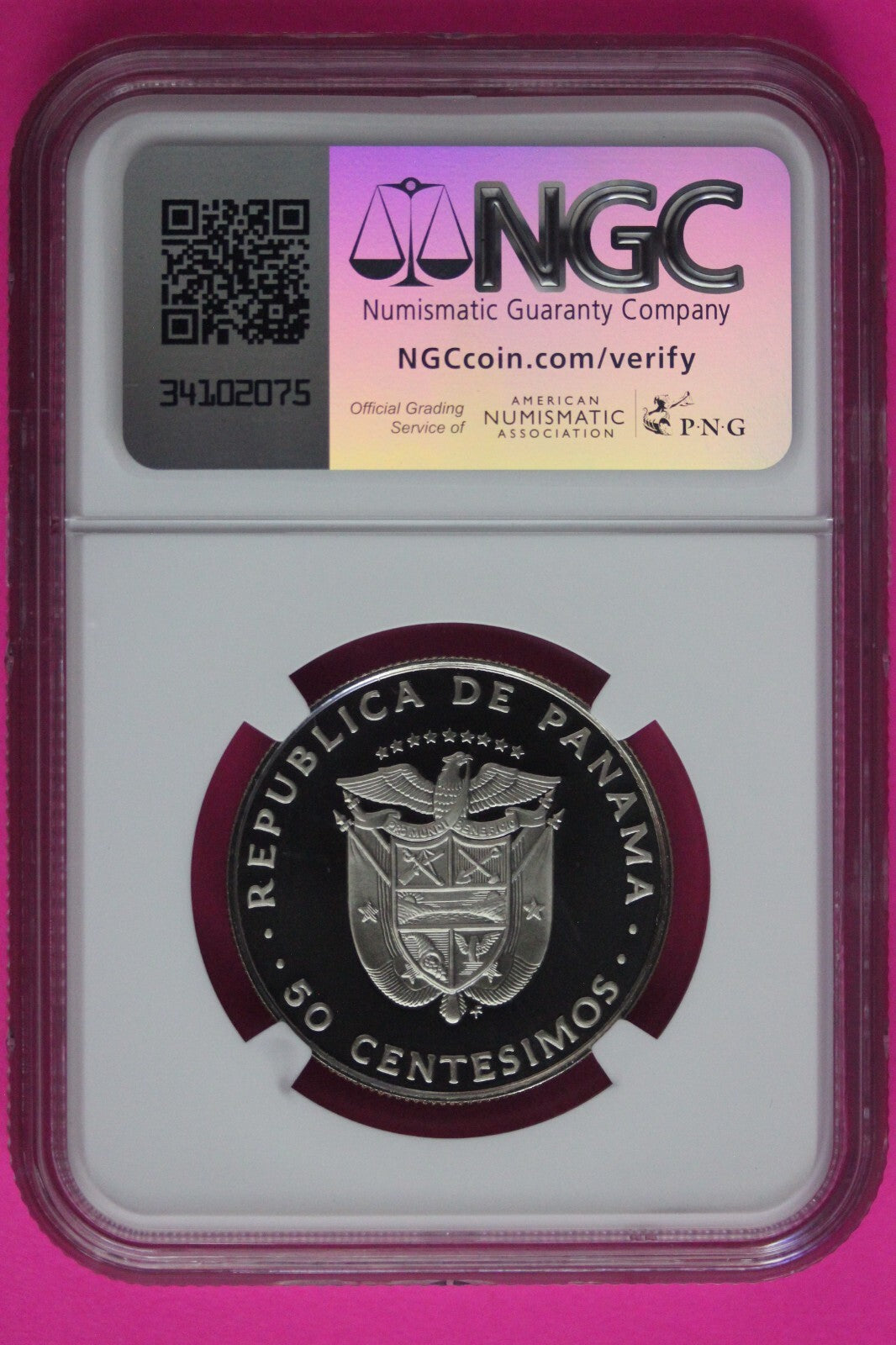 1979 Panama PF 69 Ultra Cameo Proof 50 Centesimos NGC Graded Authentic Slab 1041