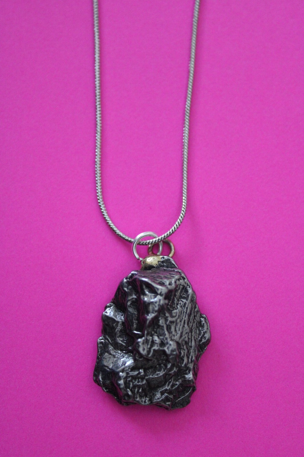Meteorite Necklace W/ Chain Campo Del Cielo 12.1 Grams Real Dinosaur Girl COA 28