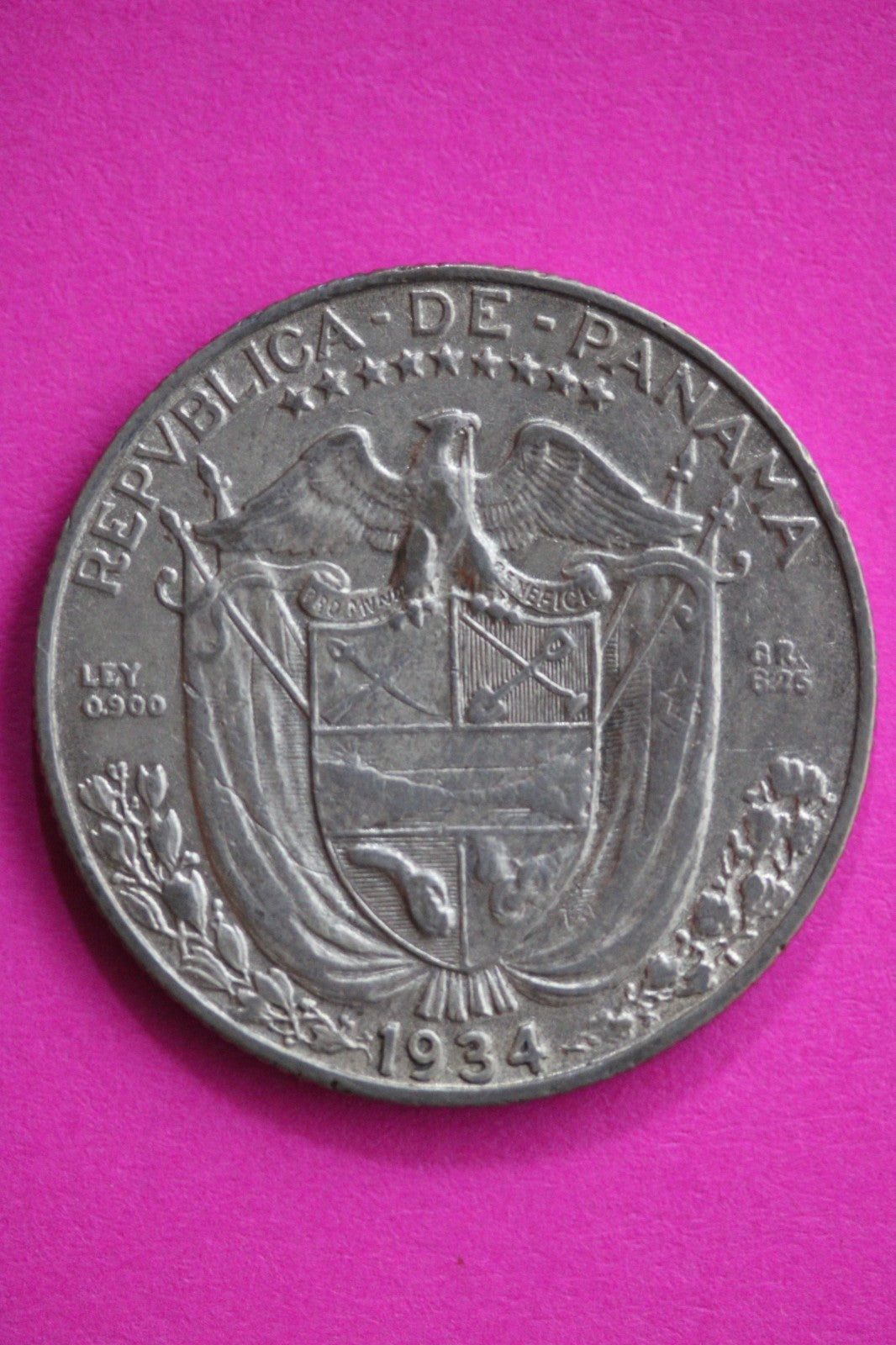 High Grade 1934 Panama 1/4 Balboa Silver Coin Guaranteed Authentic Genuine 2541