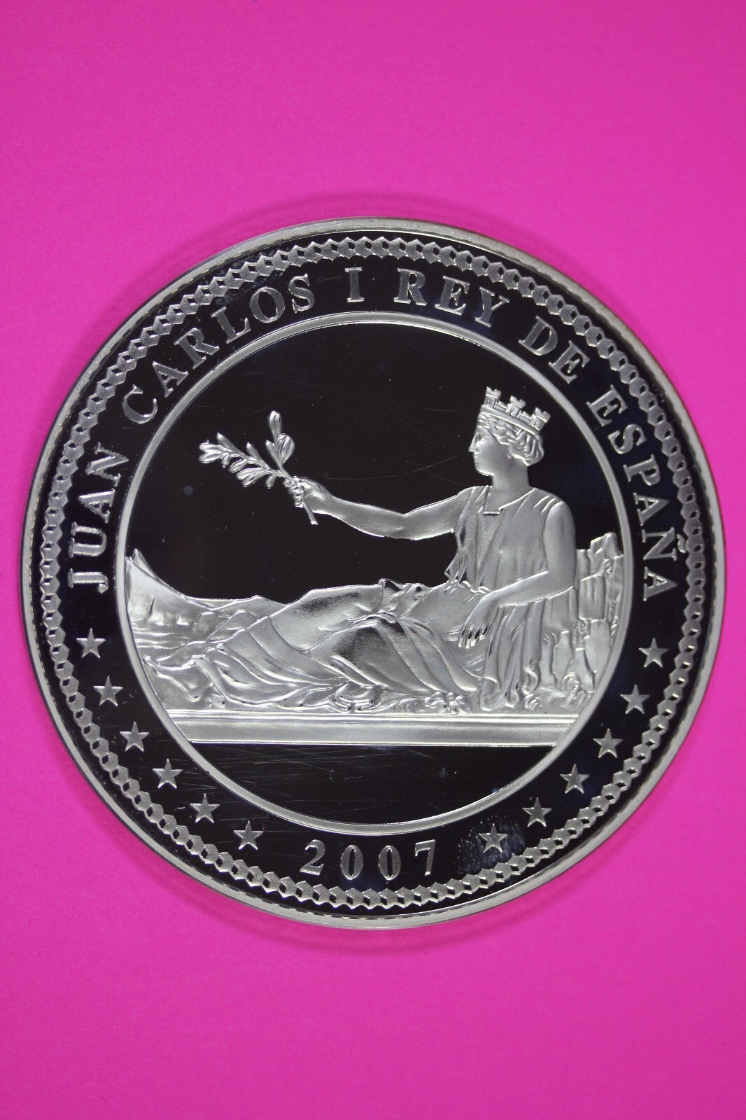 2007 Proof Spain 50 Euros Rapto de Europa 168.75 Grams .925 Silver Medal 7029