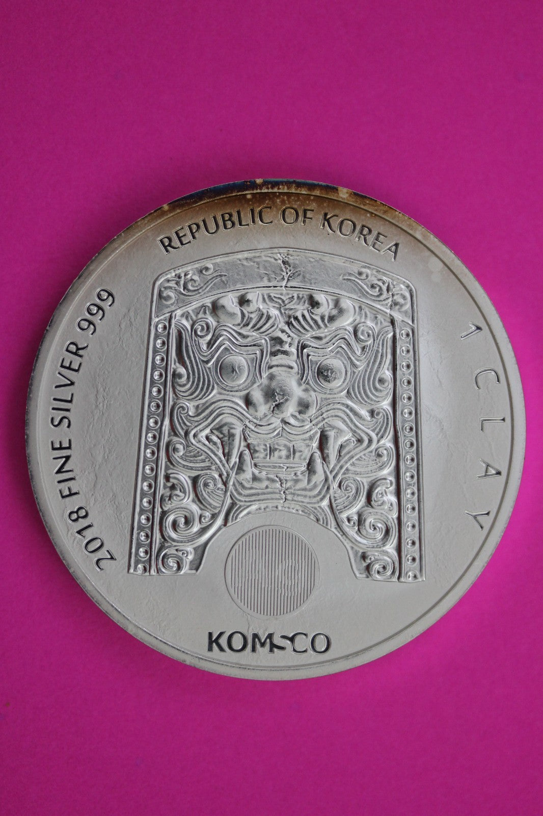BU 2018 Korea Chiwoo Cheonwang 1 Clay 1 OZ .999 Silver Guaranteed Authentic 1698