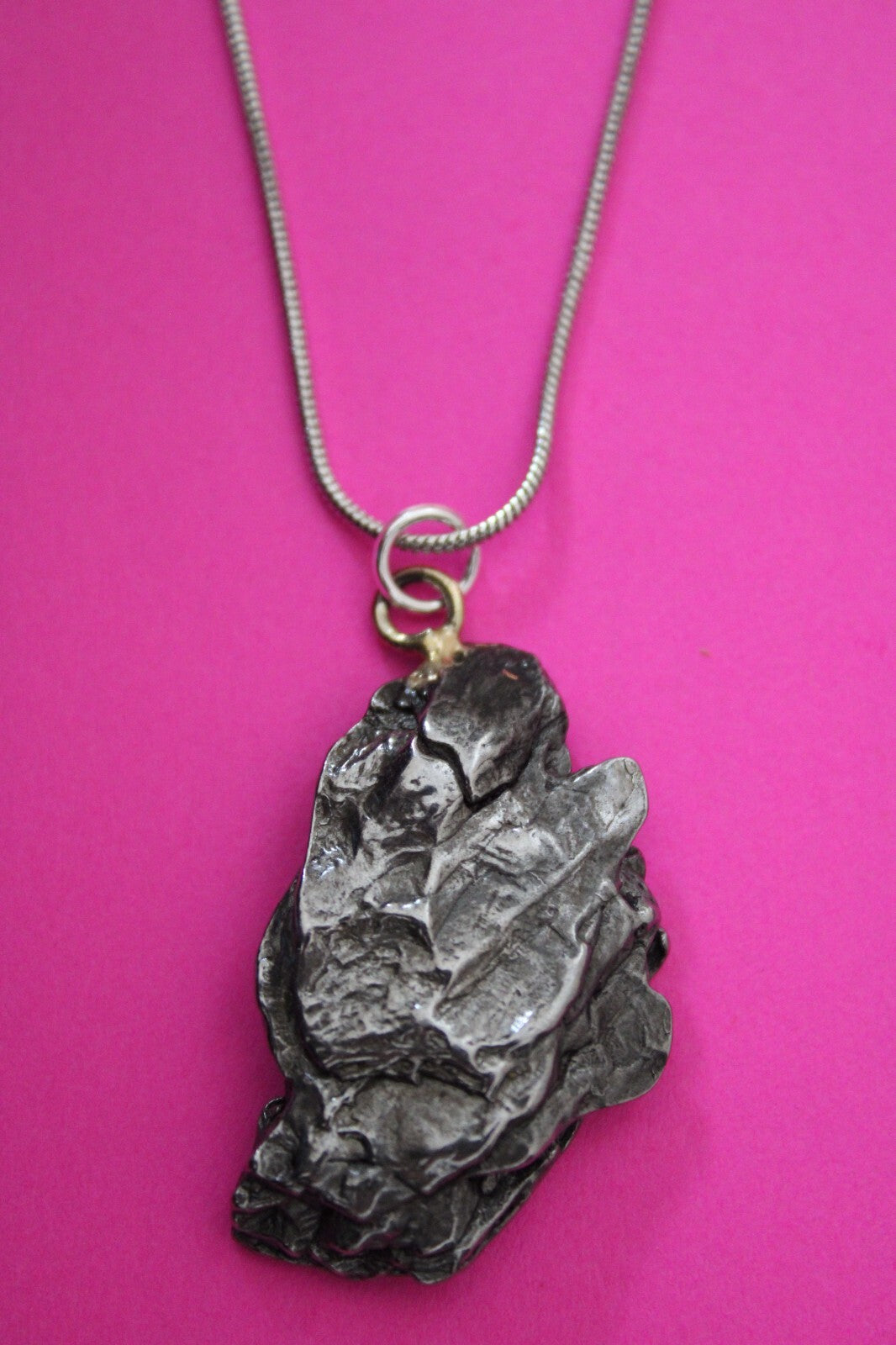 Meteorite Necklace W/ Chain Campo Del Cielo 13.5 Grams Real Dinosaur Girl COA 34