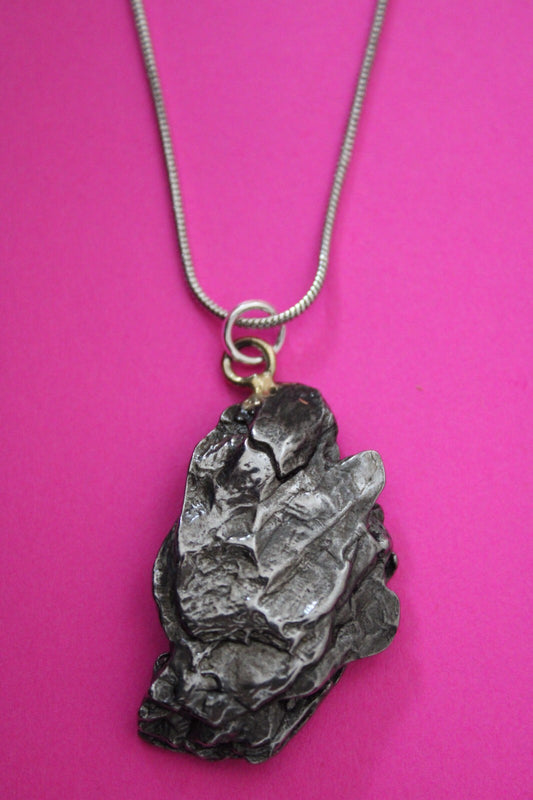 Meteorite Necklace W/ Chain Campo Del Cielo 13.5 Grams Real Dinosaur Girl COA 34