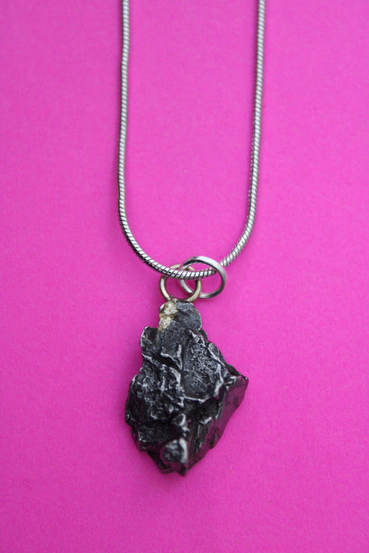 Meteorite Necklace W/ Chain Campo Del Cielo 3.5 Grams Real Dinosaur Girl COA 04