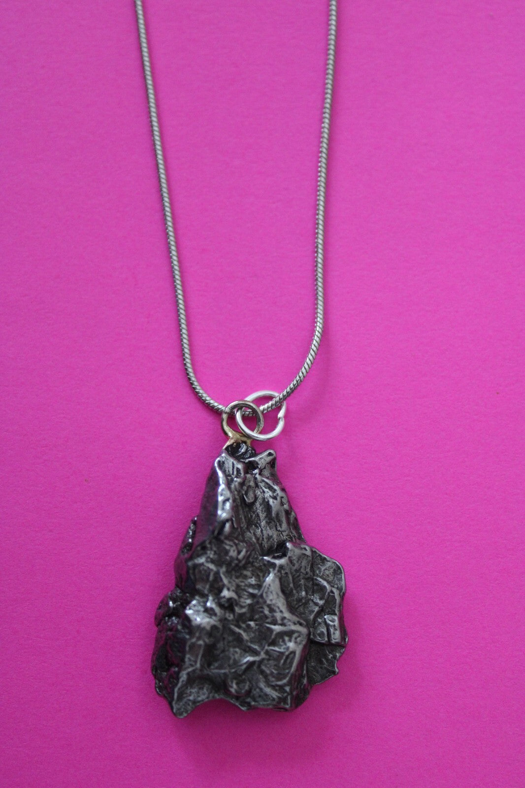 Meteorite Necklace W/ Chain Campo Del Cielo 12.7 Grams Real Dinosaur Girl COA 25