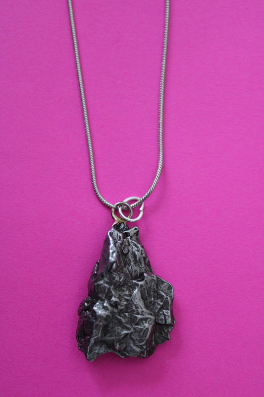 Meteorite Necklace W/ Chain Campo Del Cielo 12.7 Grams Real Dinosaur Girl COA 25