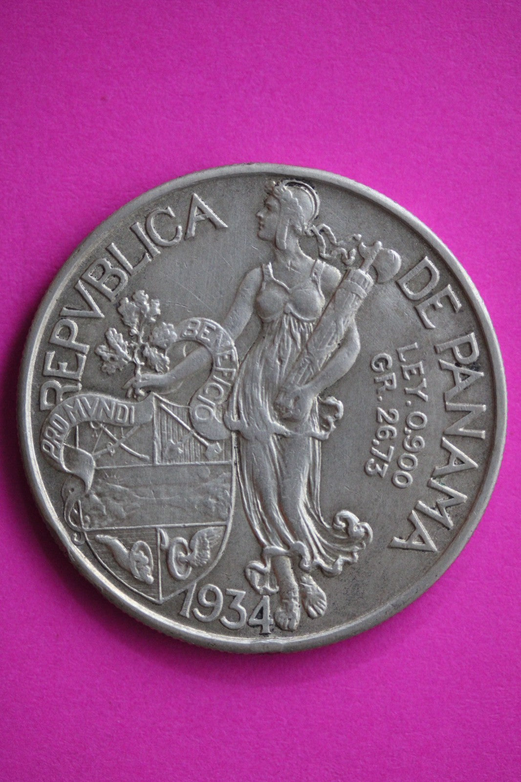 1934 Panama 1 Balboa Silver Coin Guaranteed Authentic American Seller 2527
