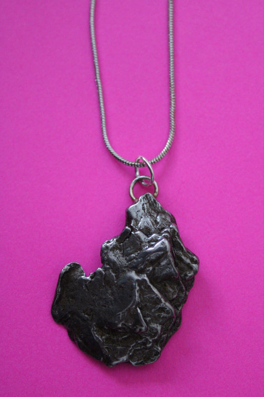 Meteorite Necklace W/ Chain Campo Del Cielo 14.9 Grams Real Dinosaur Girl COA 32