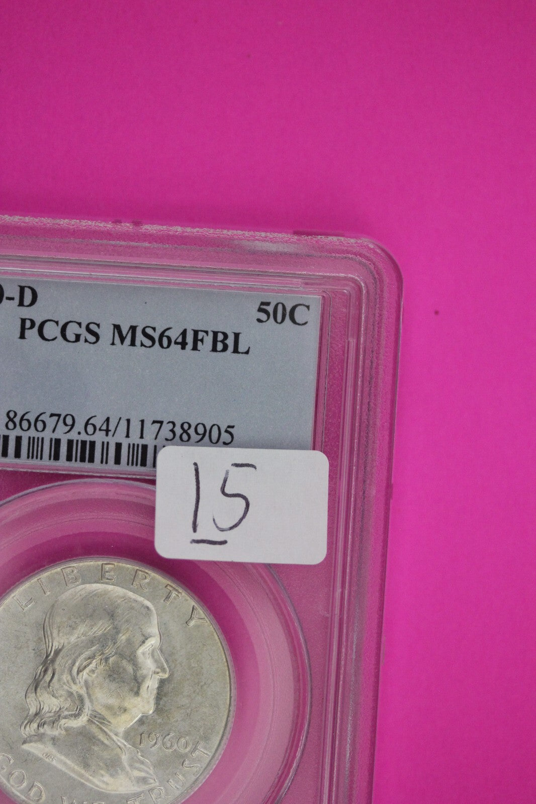 1960 D MS 64 Full Bell Lines Ben Franklin Silver Half Dollar PCGS FBL Slab 15