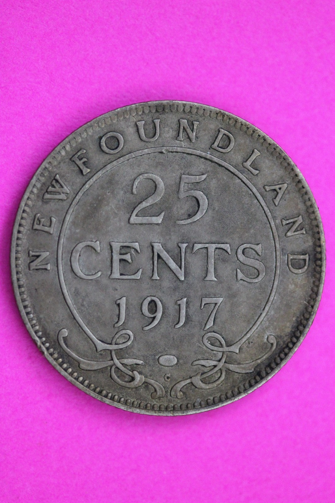 1917 Newfoundland Canada 25 Cents Silver Coin Guaranteed Genuine USA Seller 2268