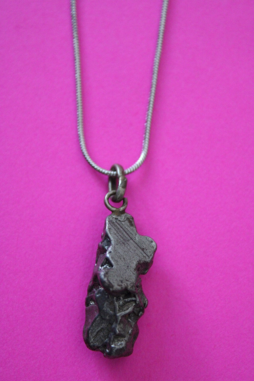 Meteorite Necklace W/ Chain Campo Del Cielo 8.2 Grams Real Dinosaur Girl COA 49