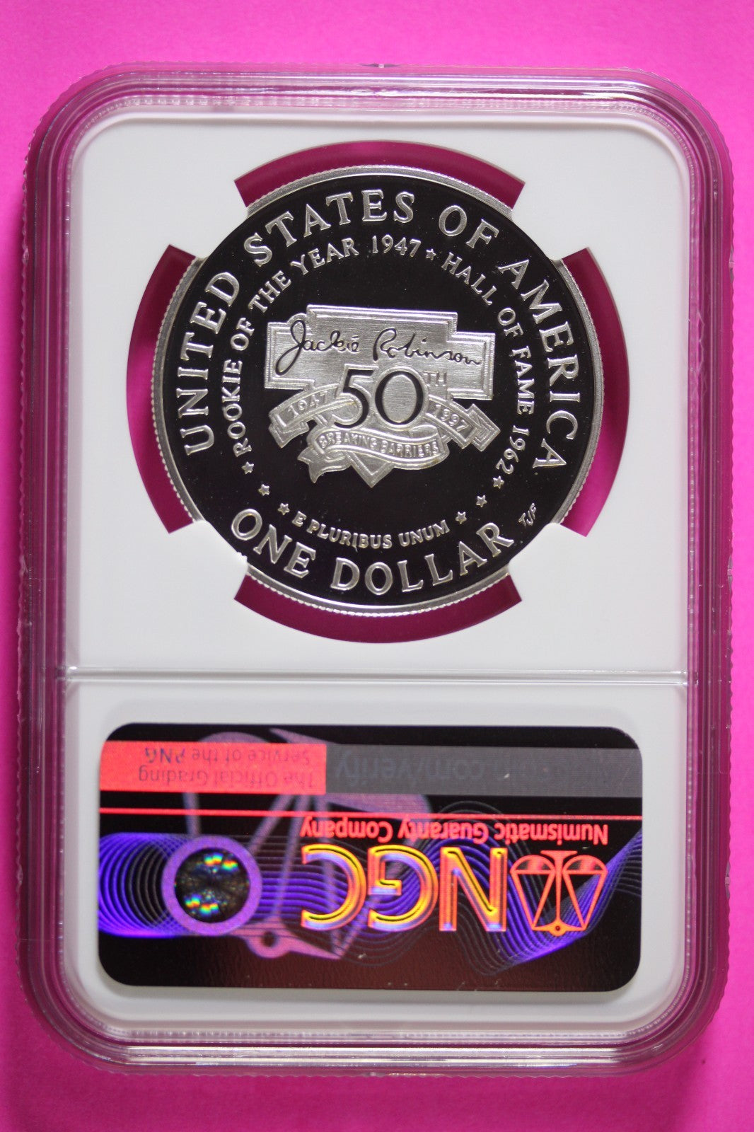 1997 S PF 69 Jackie Robinson Commemorative Silver Dollar NGC Graded Slab 208
