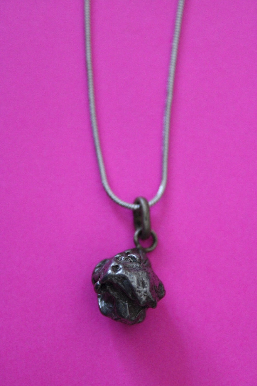 Meteorite Necklace W/ Chain Campo Del Cielo 7.0 Grams Real Dinosaur Girl COA 54