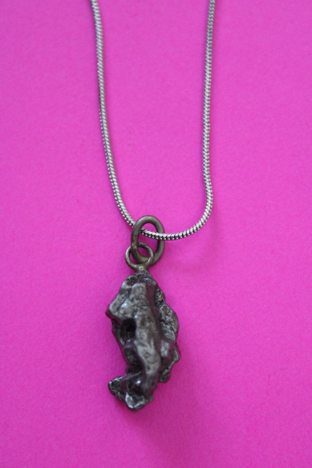 Meteorite Necklace W/ Chain Campo Del Cielo 4.5 Grams Real Dinosaur Girl COA 50