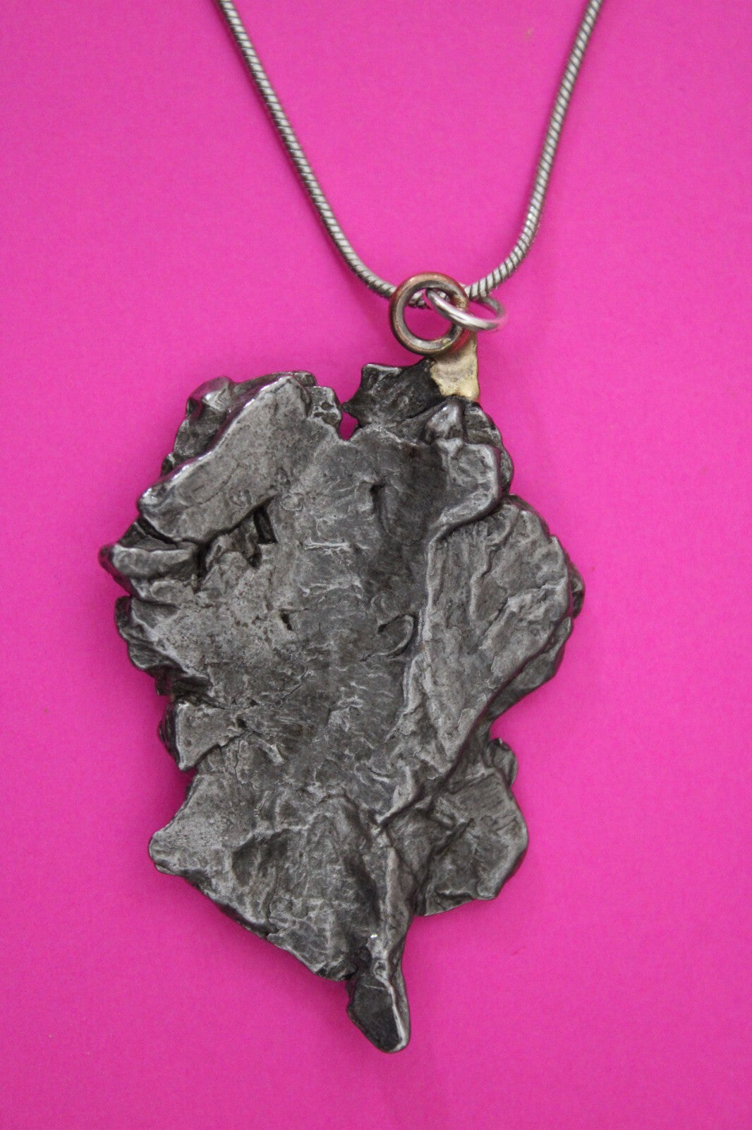 Meteorite Necklace W/ Chain Campo Del Cielo 14.1 Grams Real Dinosaur Girl COA 01