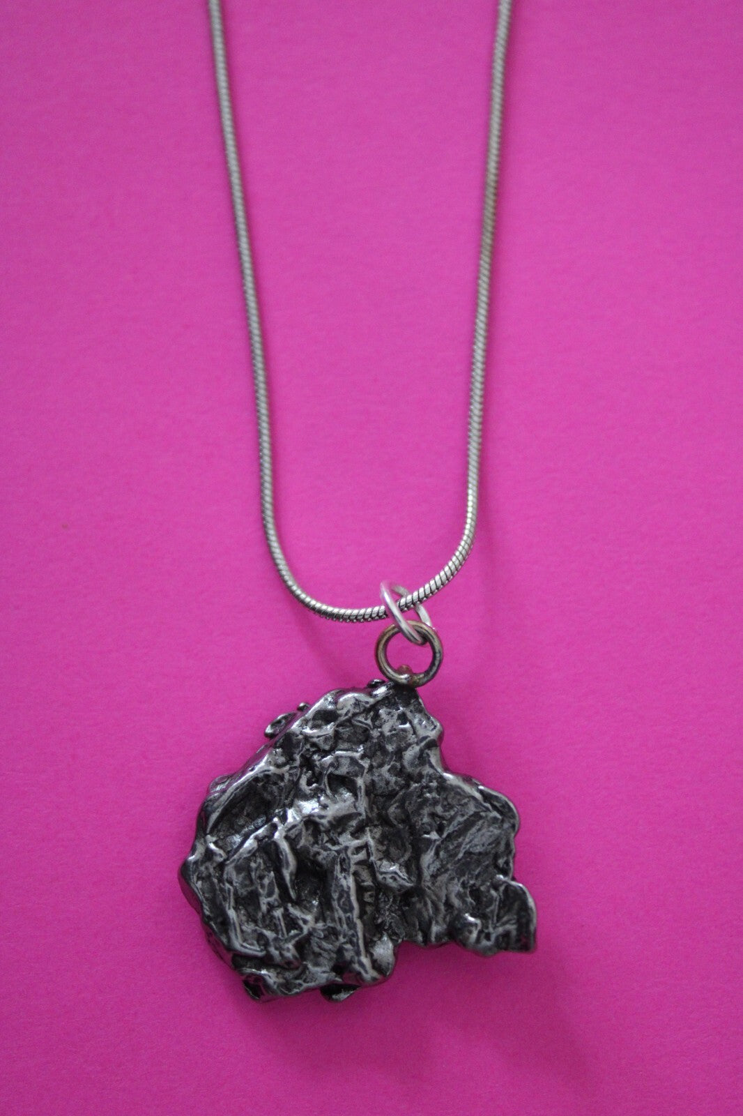 Meteorite Necklace W/ Chain Campo Del Cielo 11.3 Grams Real Dinosaur Girl COA 24