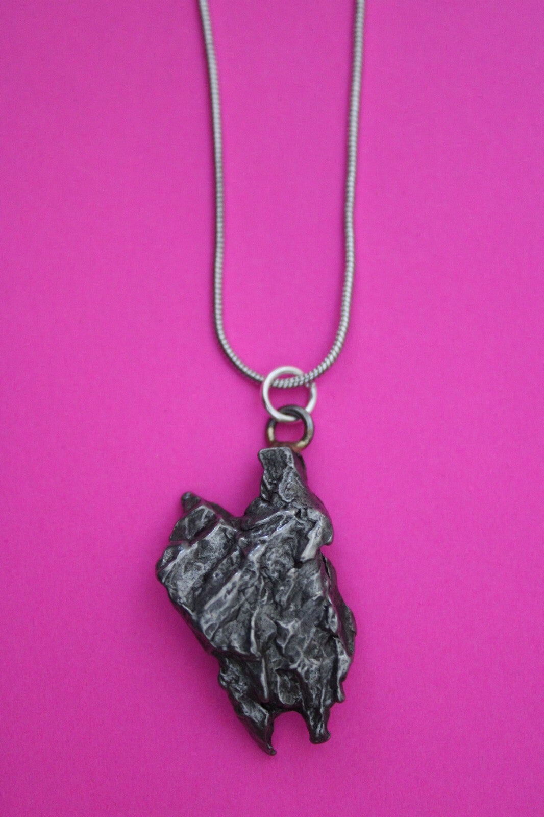 Meteorite Necklace W/ Chain Campo Del Cielo 9.08 Grams Real Dinosaur Girl COA 11