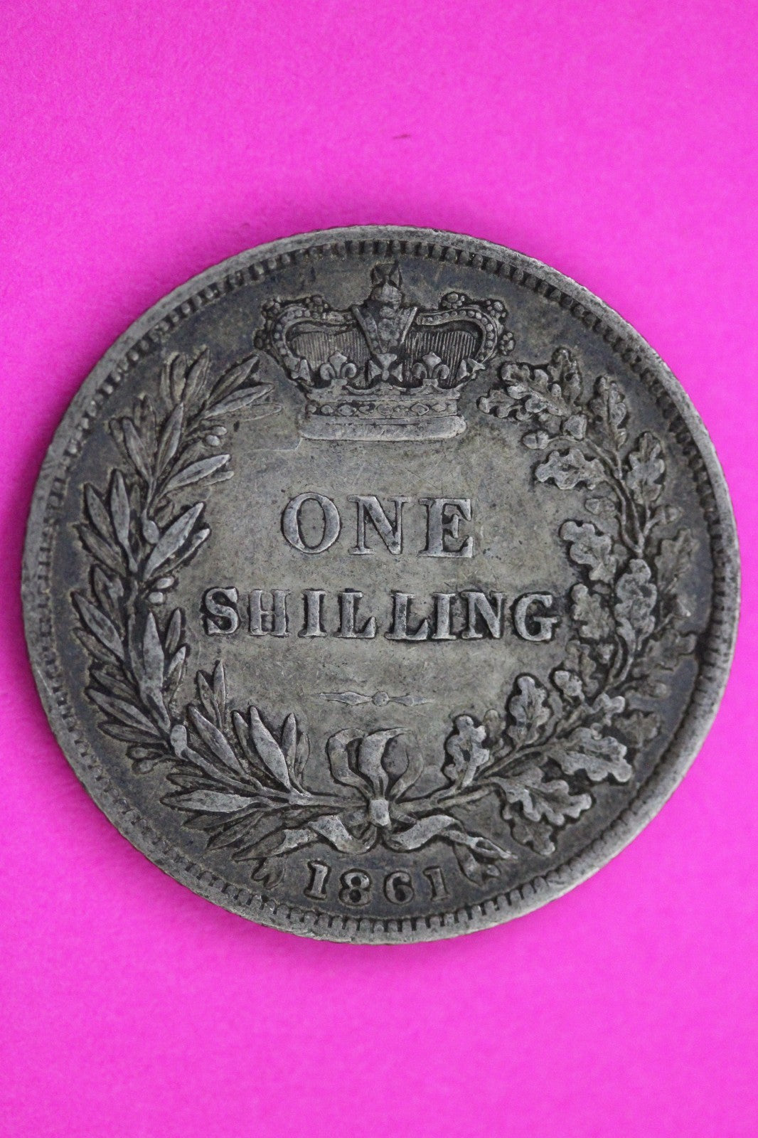 1861 United Kingdom 1 Shilling Silver Coin Guaranteed Authentic & Genuine 2168