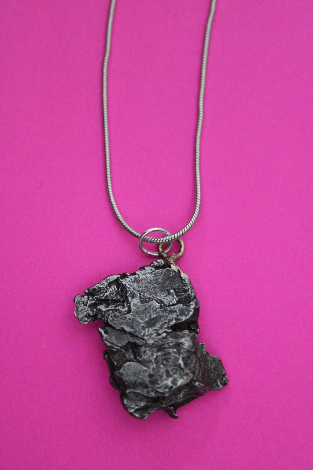 Meteorite Necklace W/ Chain Campo Del Cielo 11.2 Grams Real Dinosaur Girl COA 12