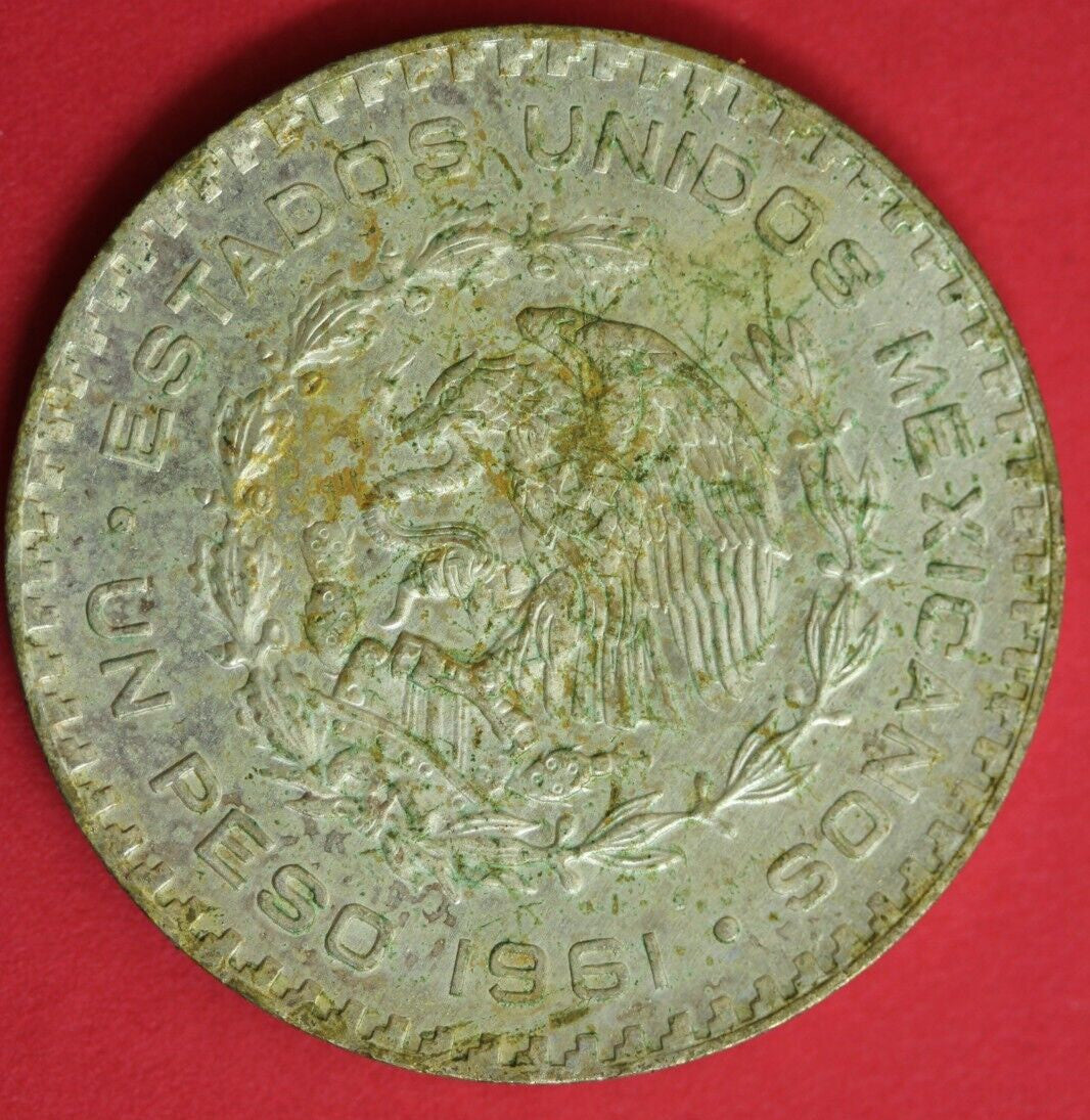 1961 Mexico Un 1 Peso .10 Silver Coin Morelos Estados Unidos Mexicanos GFB 46