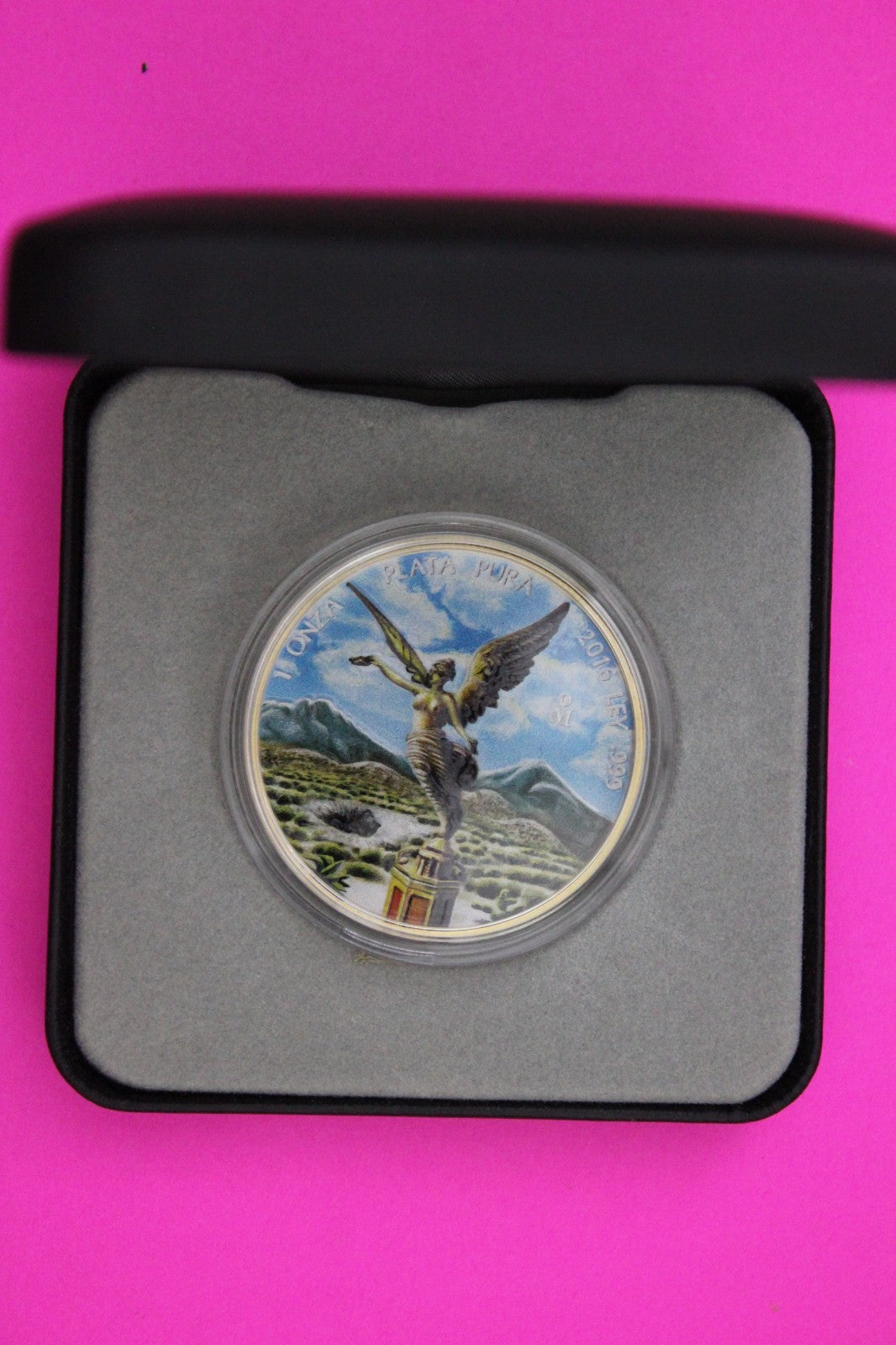 Very Rare 2016 Mexico Libertad Imbedded Meteorite Silver Coin 1 OZ Box COA 7115