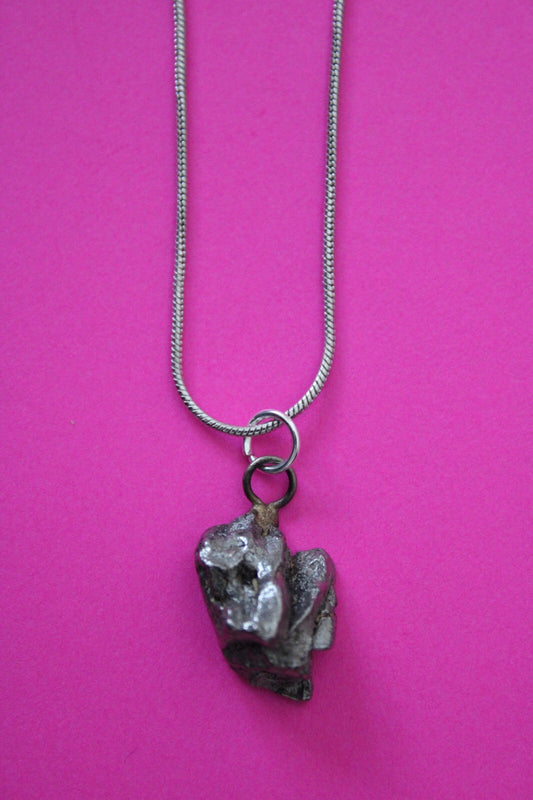 Meteorite Necklace W/ Chain Campo Del Cielo 5.6 Grams Real Dinosaur Girl COA 40