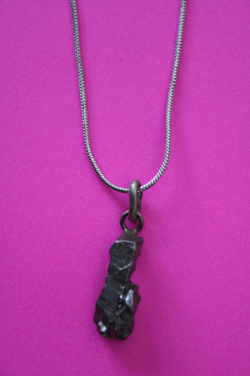 Meteorite Necklace W/ Chain Campo Del Cielo 3.1 Grams Real Dinosaur Girl COA 47