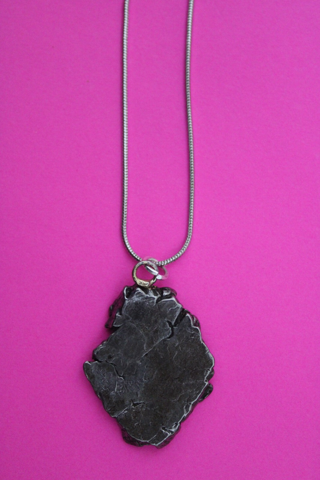 Meteorite Necklace W/ Chain Campo Del Cielo 10.3 Grams Real Dinosaur Girl COA 20