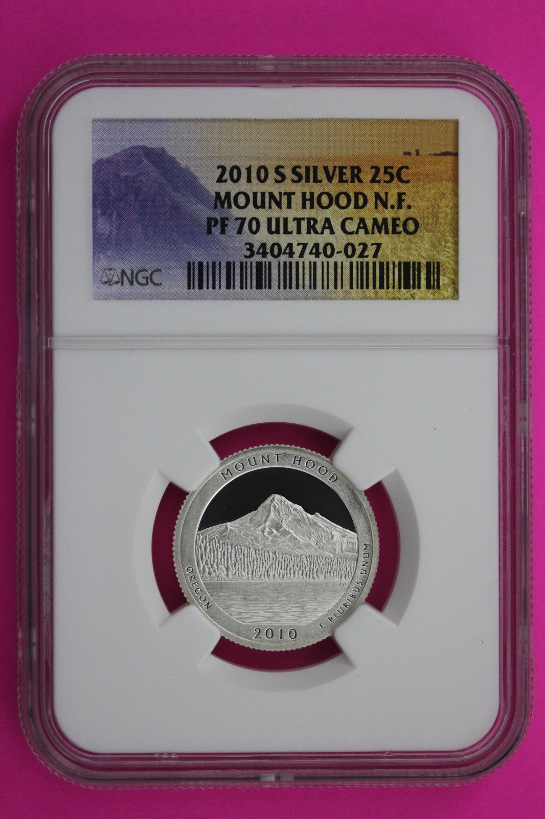 2010 S PF 70 Silver Quarter Mount Hood Park ATB NGC Graded Certified Slab 499