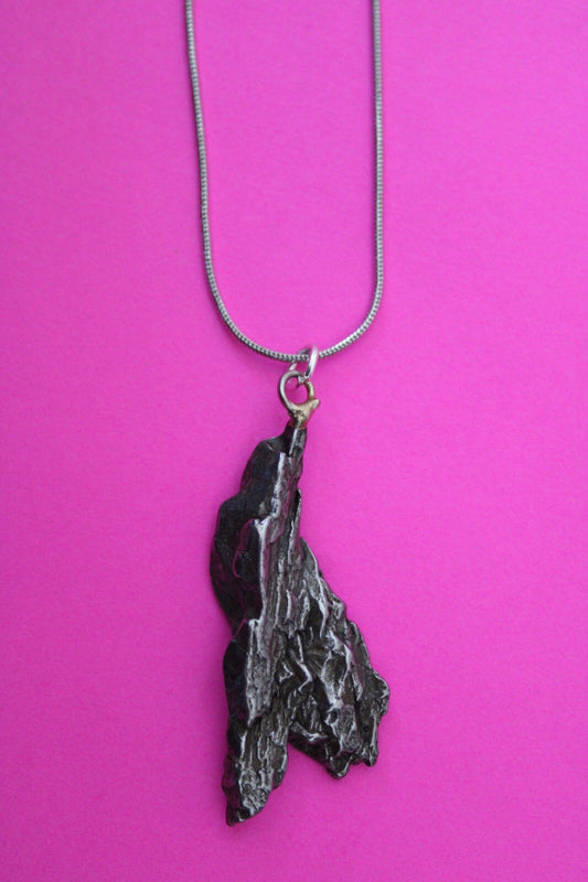 Meteorite Necklace W/ Chain Campo Del Cielo 11.9 Grams Real Dinosaur Girl COA 22
