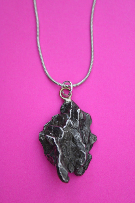Meteorite Necklace W/ Chain Campo Del Cielo 11.0 Grams Real Dinosaur Girl COA 09
