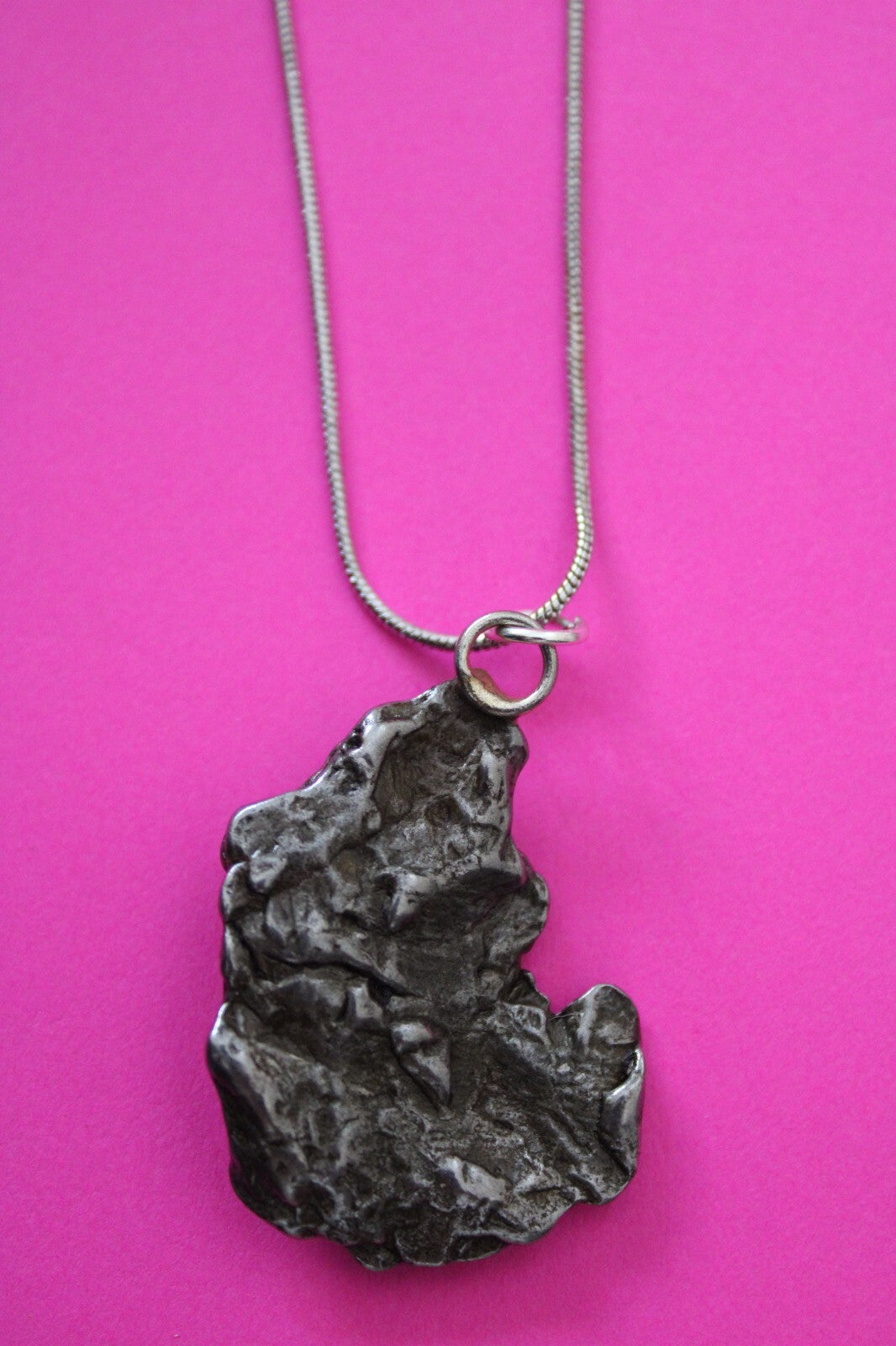 Meteorite Necklace W/ Chain Campo Del Cielo 14.9 Grams Real Dinosaur Girl COA 32