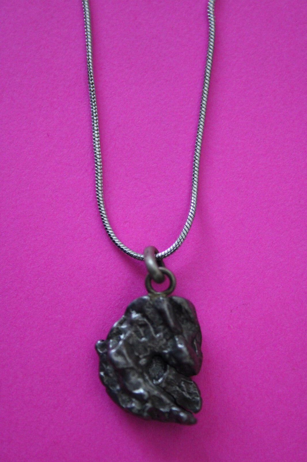 Meteorite Necklace W/ Chain Campo Del Cielo 5.9 Grams Real Dinosaur Girl COA 46