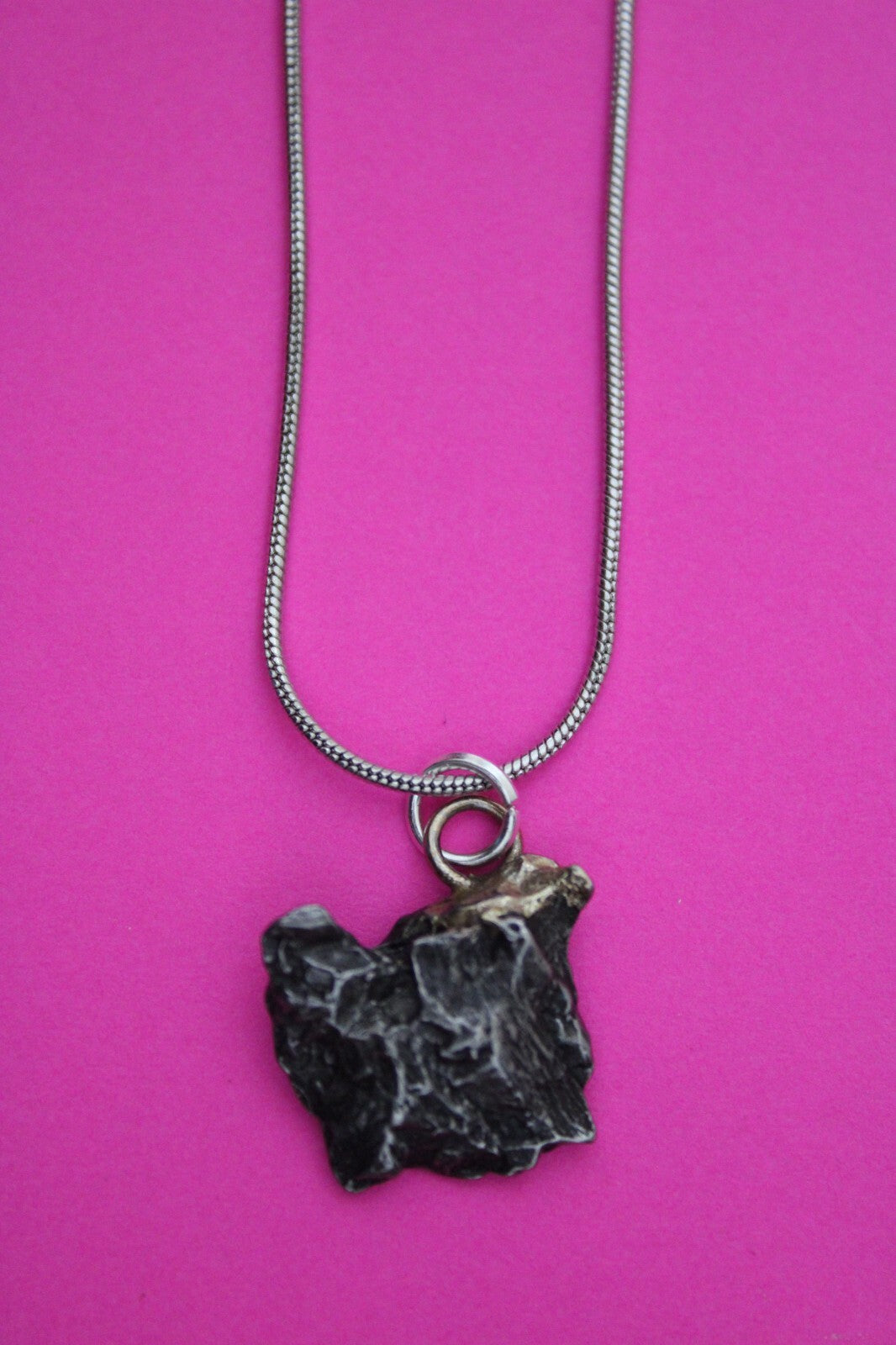 Meteorite Necklace W/ Chain Campo Del Cielo 3.4 Grams Real Dinosaur Girl COA 15
