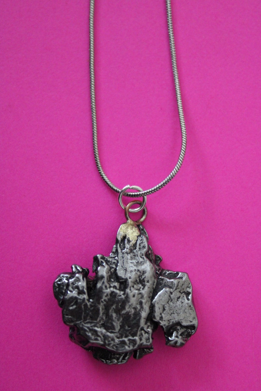 Meteorite Necklace W/ Chain Campo Del Cielo 14.4 Grams Real Dinosaur Girl COA 36