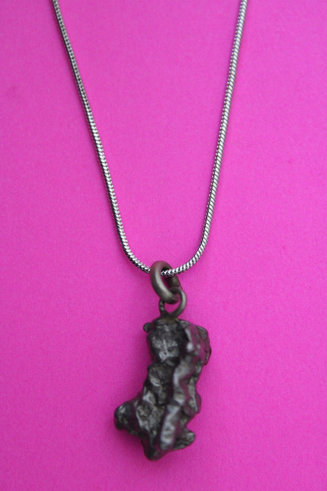Meteorite Necklace W/ Chain Campo Del Cielo 5.0 Grams Real Dinosaur Girl COA 55