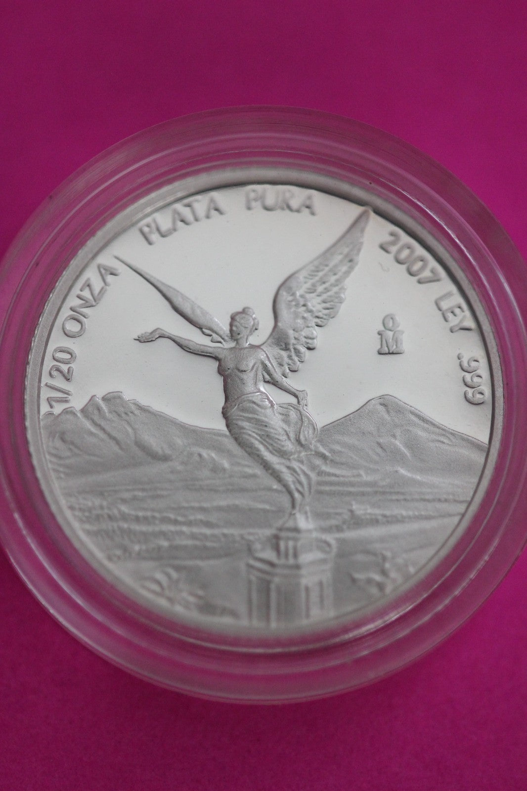 2007 Proof Mexico Libertad 1/20 Onza Silver Coin 1/20 Ounce In Mint Capsule 2082