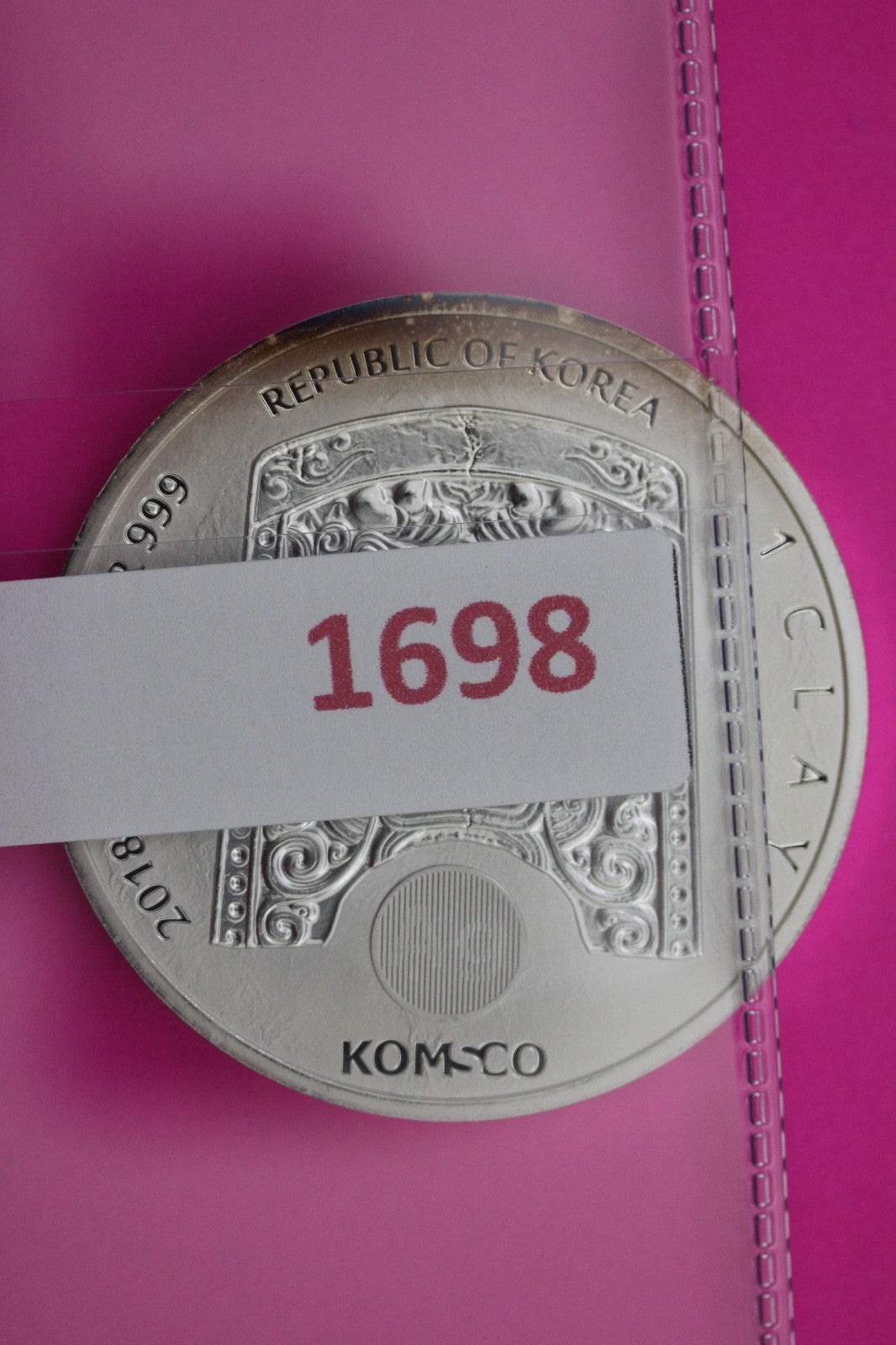 BU 2018 Korea Chiwoo Cheonwang 1 Clay 1 OZ .999 Silver Guaranteed Authentic 1698