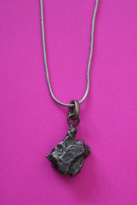Meteorite Necklace W/ Chain Campo Del Cielo 4.9 Grams Real Dinosaur Girl COA 42
