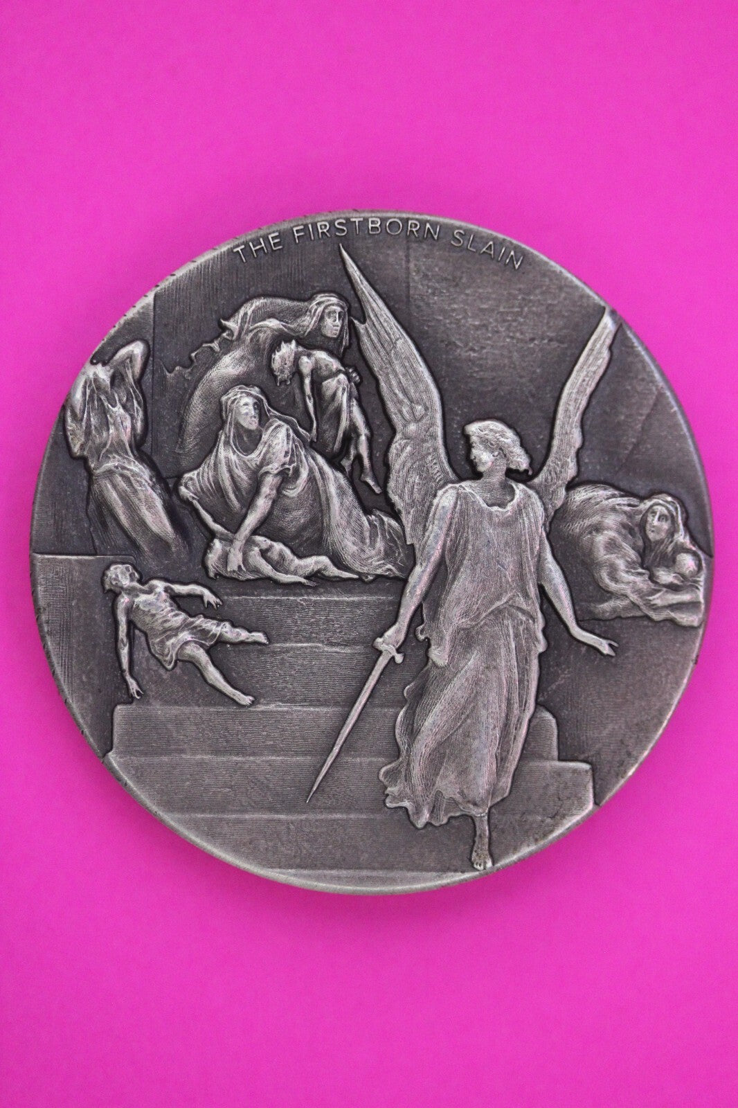 2019 Antiqued Niue 2 Ounce .999 Fine Silver Coin 2 D The First Born Slain 6040