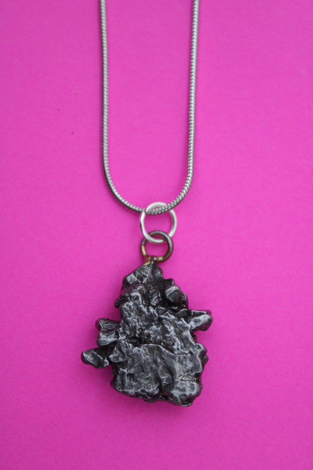 Meteorite Necklace W/ Chain Campo Del Cielo 8.62 Grams Real Dinosaur Girl COA 19